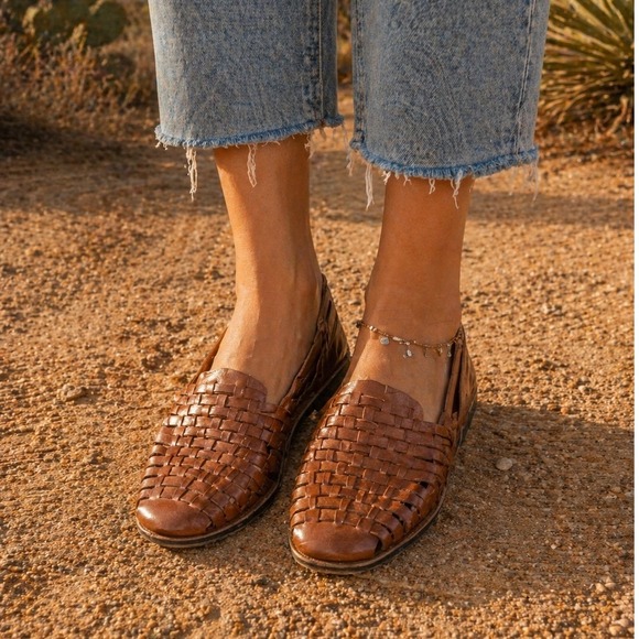 Sunsteps Shoes - Sunsteps Vintage Tan Brown Hand Woven Leather Huarache Sandals Size 8